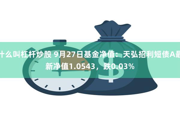 什么叫杠杆炒股 9月27日基金净值：天弘招利短债A最新净值1.0543，跌0.03%