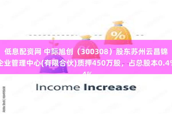 低息配资网 中际旭创（300308）股东苏州云昌锦企业管理中心(有限合伙)质押450万股，占总股本0.4%